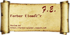 Ferber Elemér névjegykártya